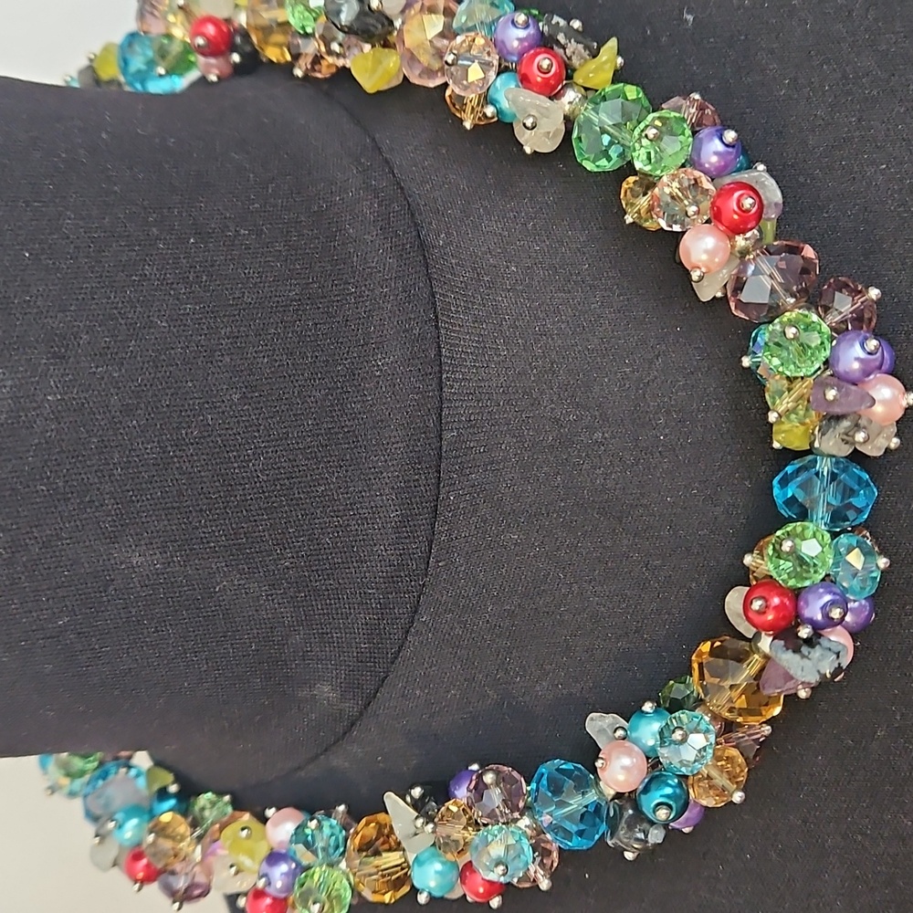 Woven Beaded Necklace Multicolor - Picture 3 of 11